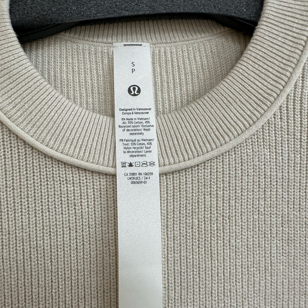 LuluLemon Take It All In Cotton-Blend Sweater in White Opal - Picture 5 of 10